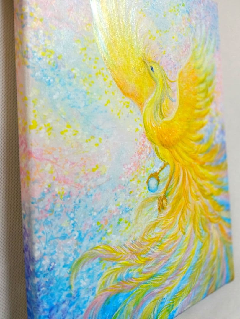 菜*香様 No.508 F4キャンバス 原画 アクリル絵画 開運絵画 鳳凰 肉筆
