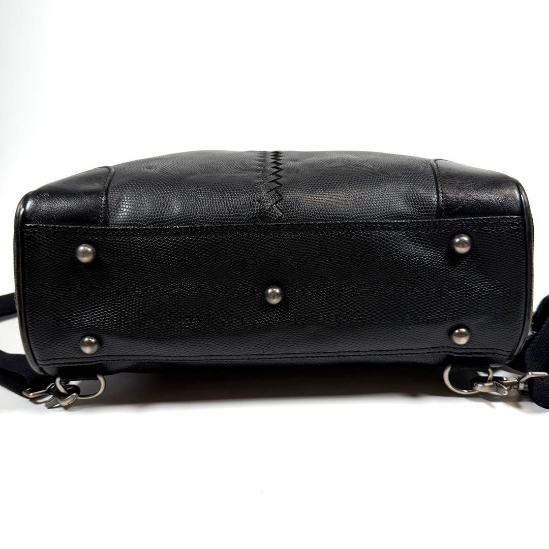 【極美品】豊岡鞄　ヨータ　リュック　ダレスバッグ　3way リザード　ブラック