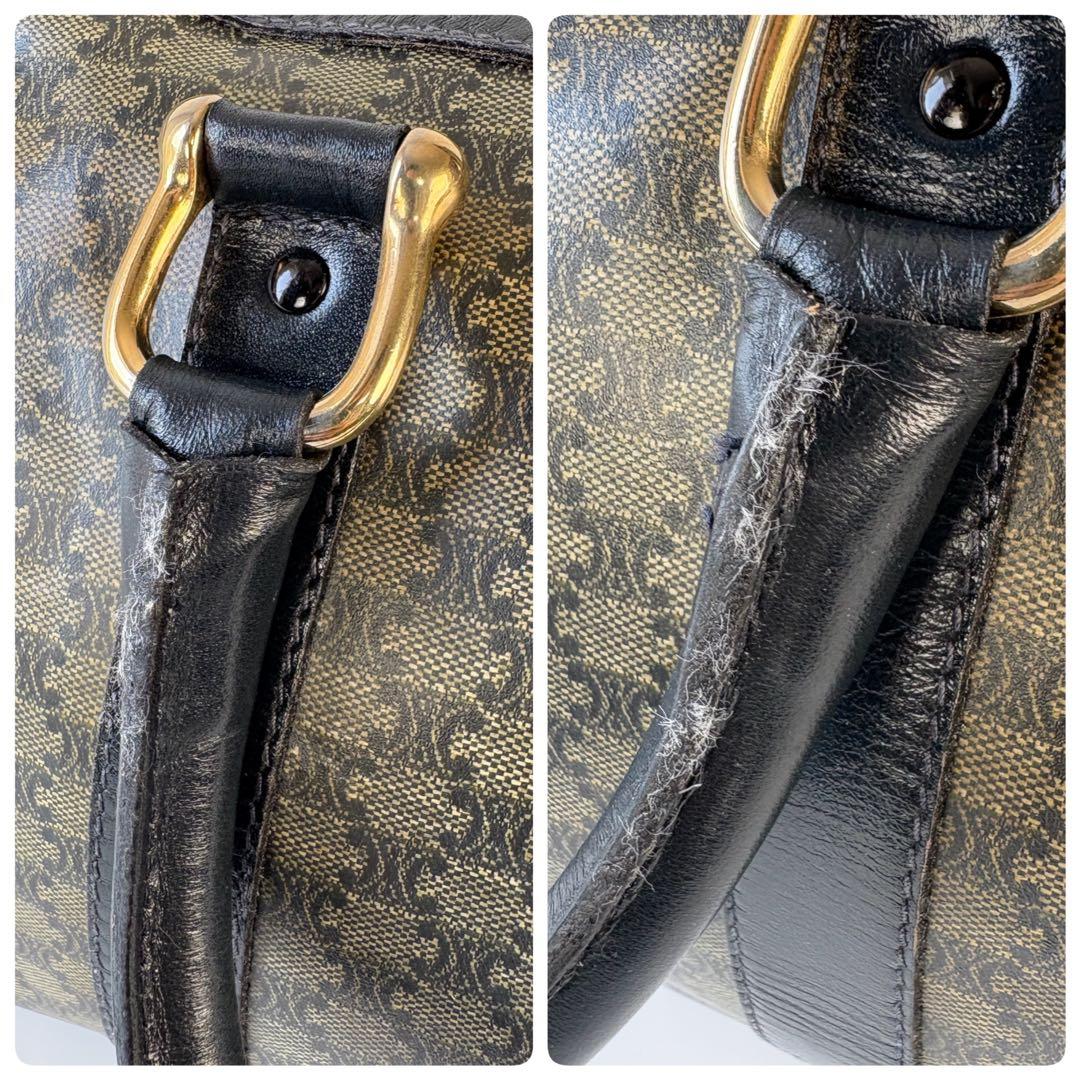 CELINE PVC レザー ボストンバッグ マカダム トリオンフ 黒