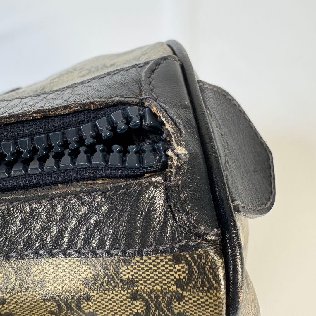 CELINE PVC レザー ボストンバッグ マカダム トリオンフ 黒