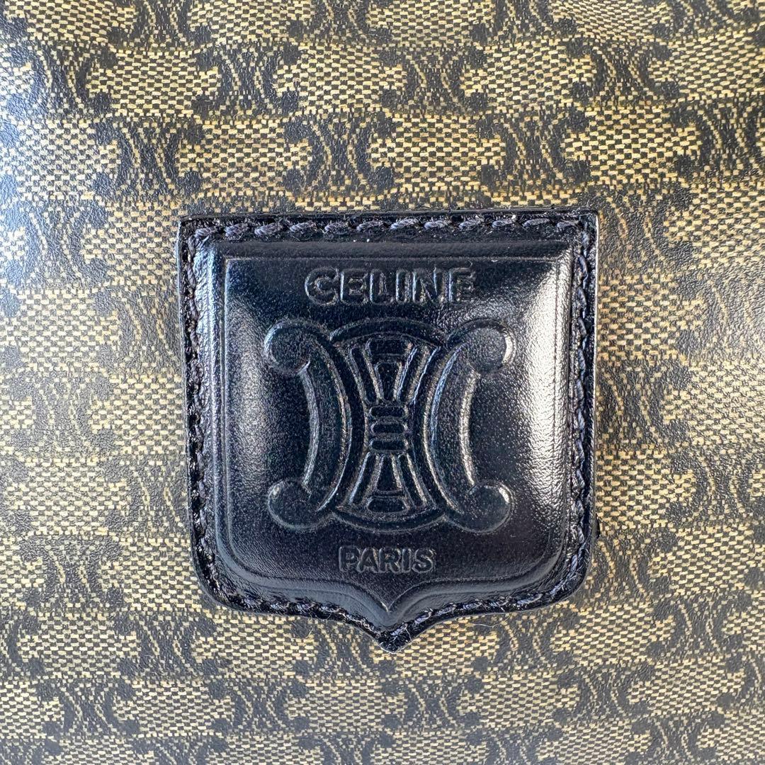 CELINE PVC レザー ボストンバッグ マカダム トリオンフ 黒