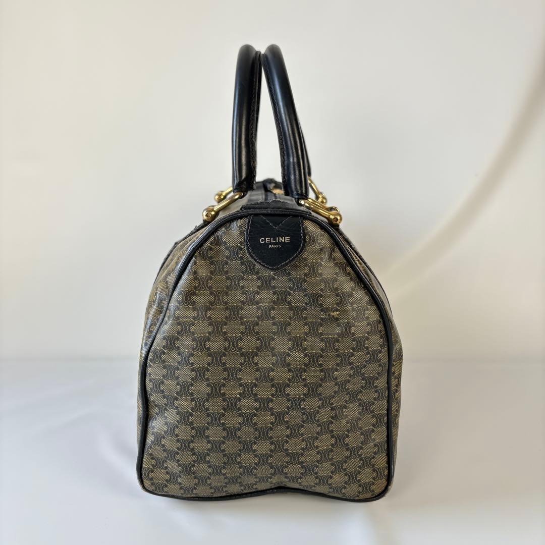 CELINE PVC レザー ボストンバッグ マカダム トリオンフ 黒