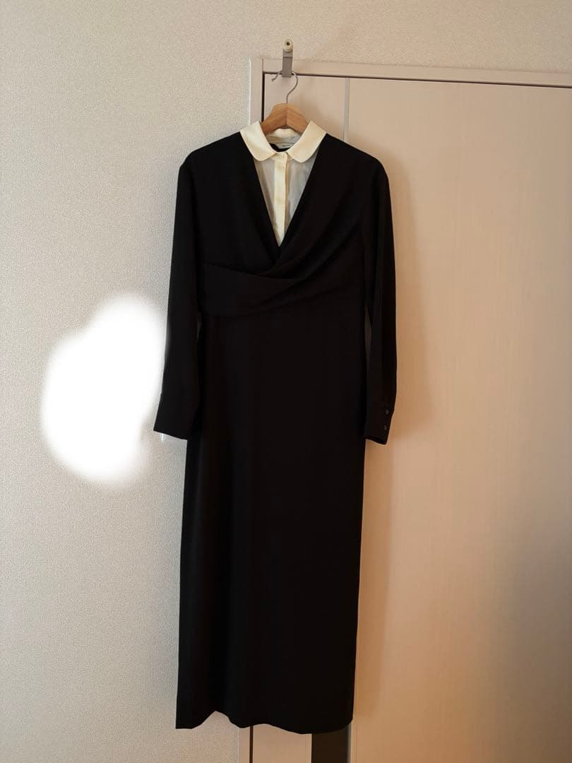 CLANE　COLLAR LAYERED DRAPE ONE PIECE