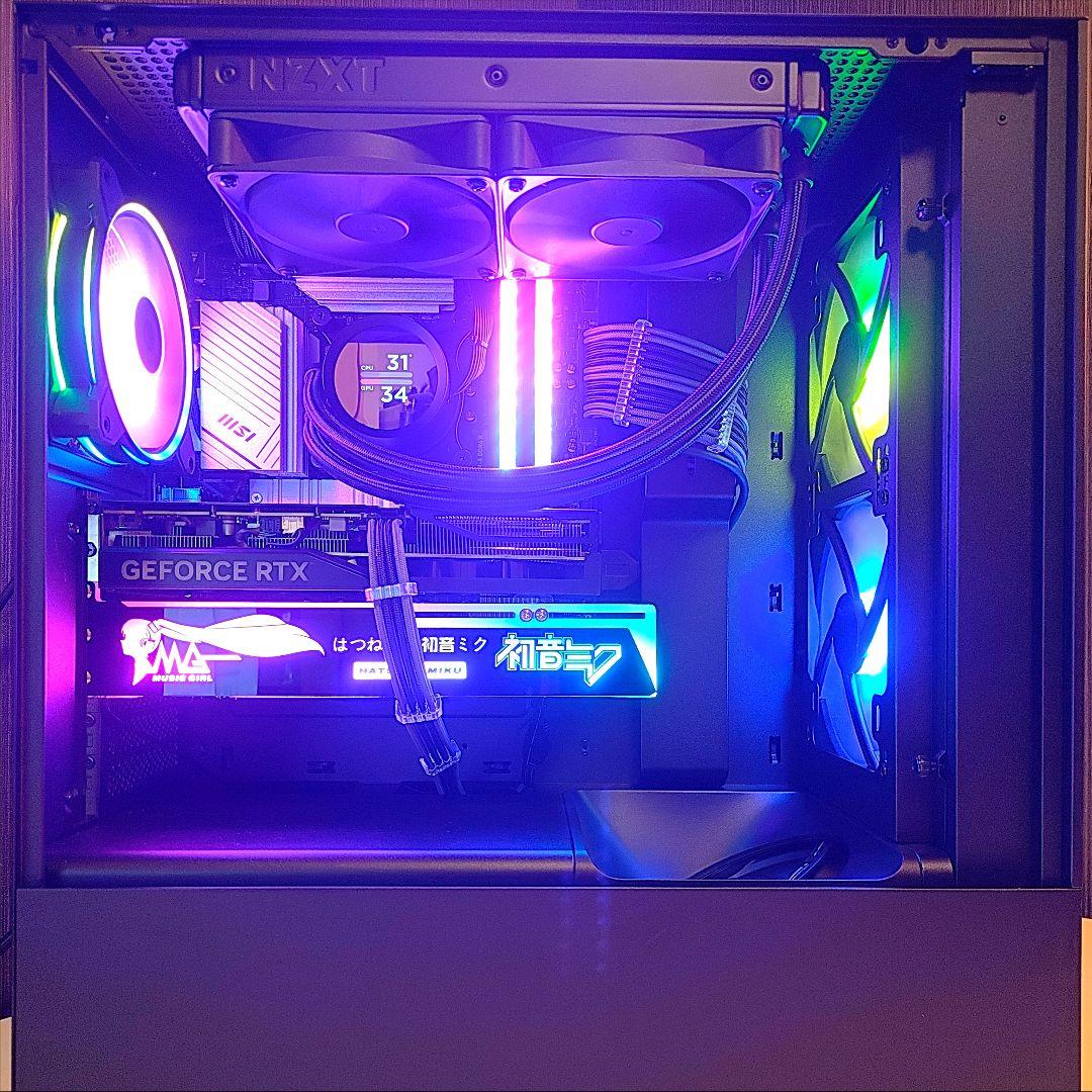 ✨光る ゲーミングPC✨デスクトップ／ブラック 黒／Windows11／水冷