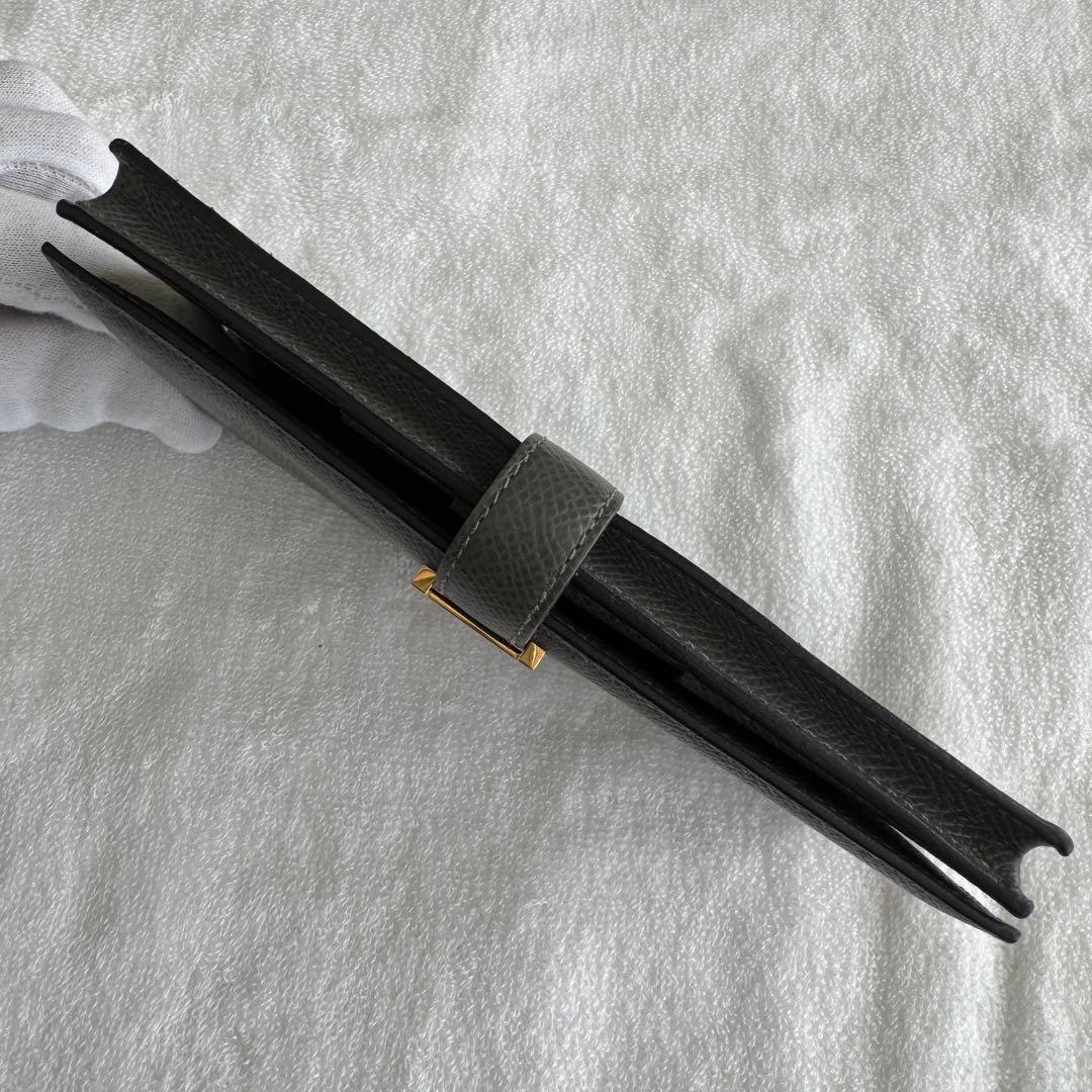 エルメス　長財布　ベアンスフレ　グレー