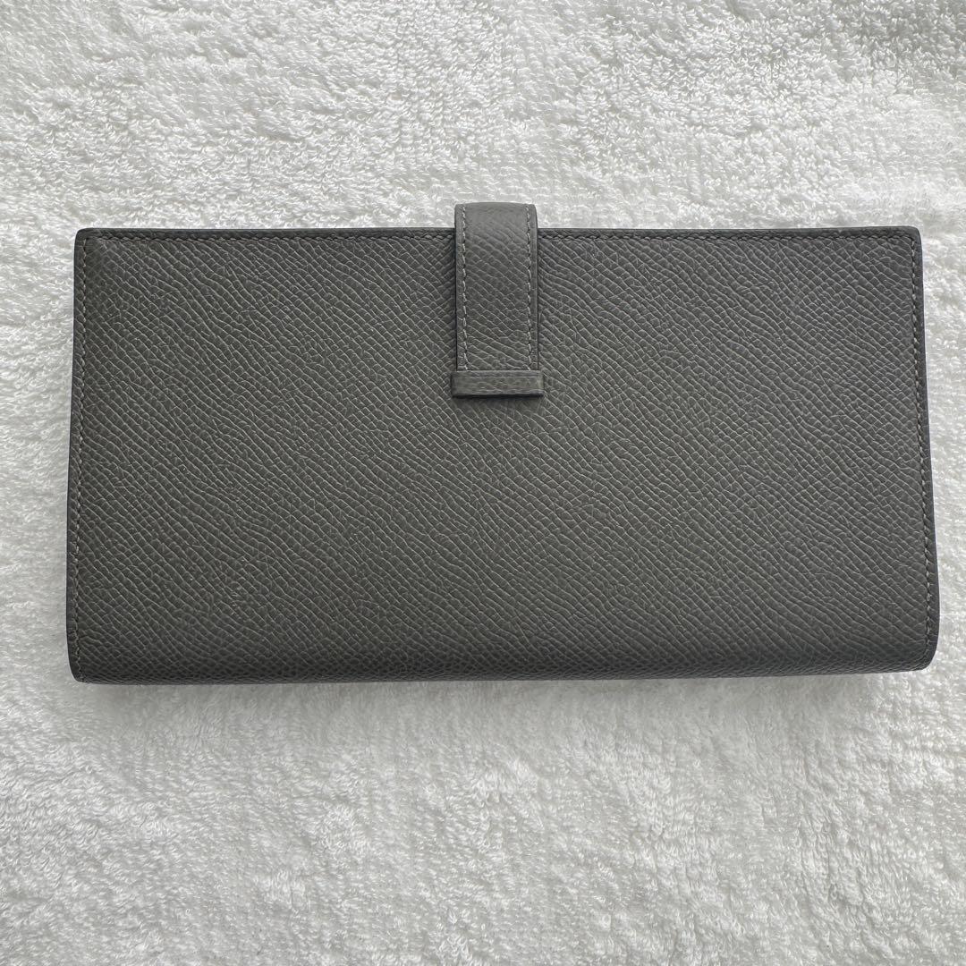 エルメス　長財布　ベアンスフレ　グレー