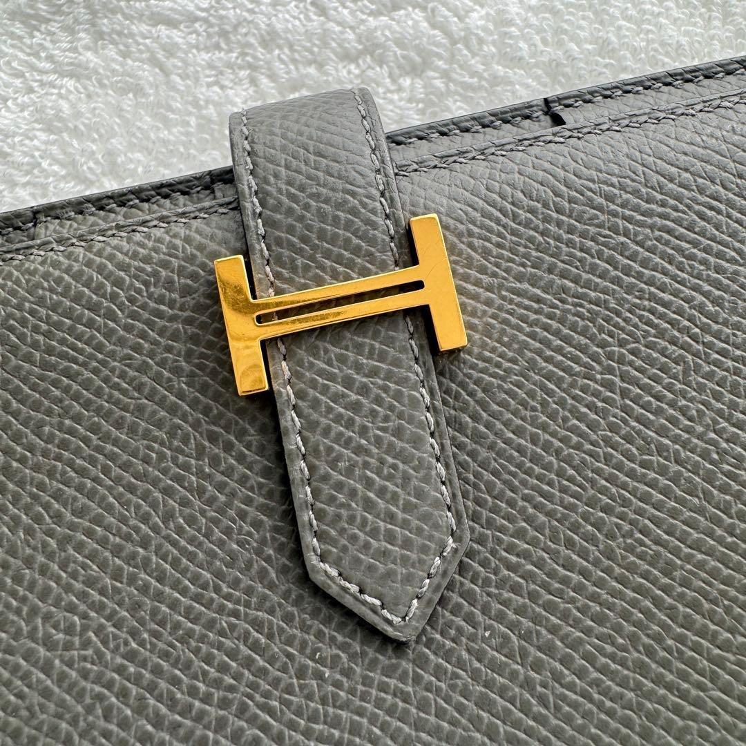 エルメス　長財布　ベアンスフレ　グレー