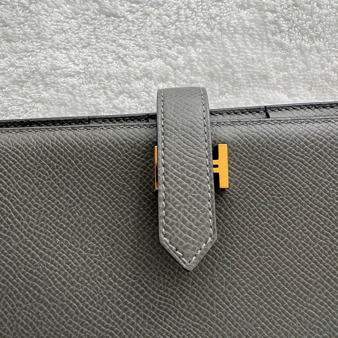 エルメス　長財布　ベアンスフレ　グレー