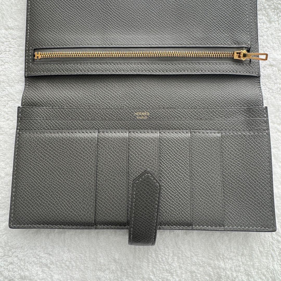 エルメス　長財布　ベアンスフレ　グレー