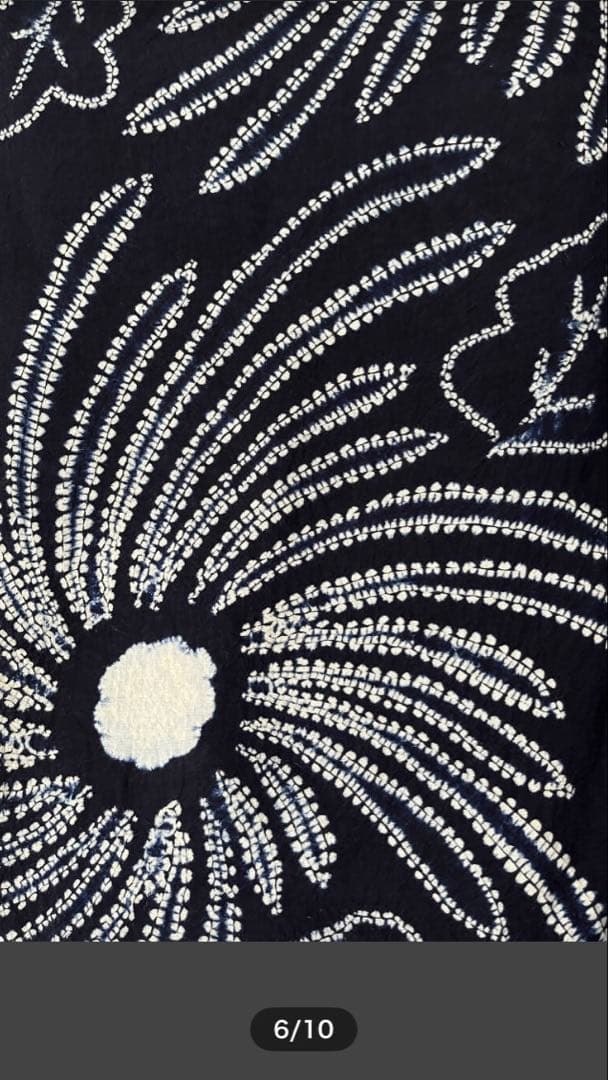 有松鳴海絞り 紺地 大胆な畝り菊花模様 レア物 特注一点物