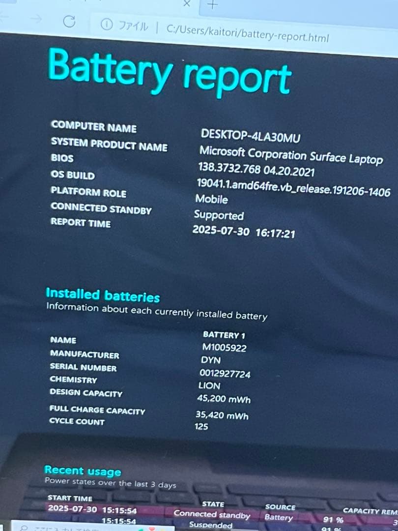 Windowsノート本体 Surface Laptop Core i5 4GB 128GB