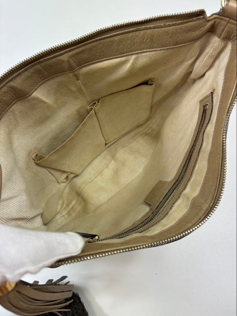 グッチ GUCCI ショルダーバッグ インターロッキング　レザー フリンジ