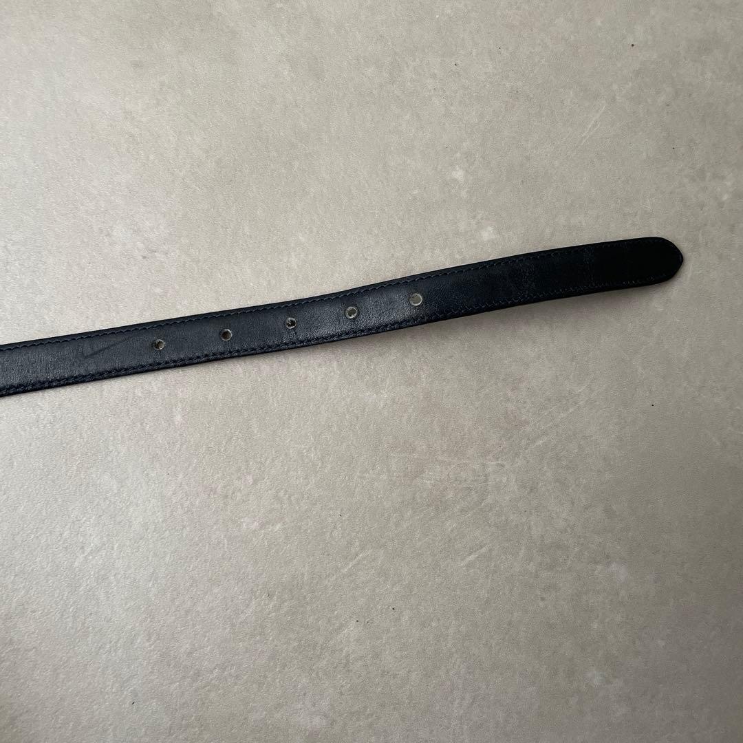 セリーヌ CELINE レザー ベルト トリオンフ金具 プレート ネイビー 65