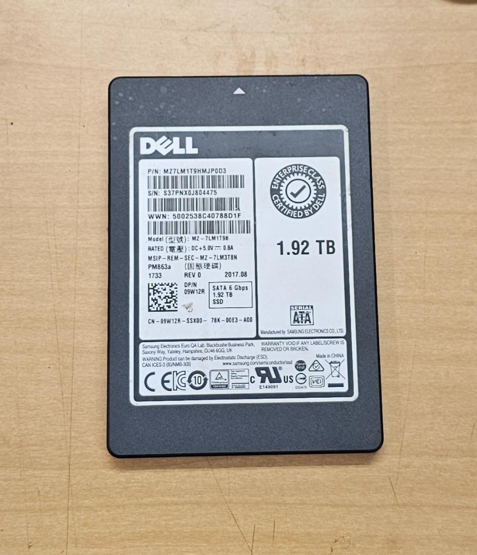 ⑦SAMSUNG 2.5インチSSD 1.92TB MZ-7LM1T9B 確認済
