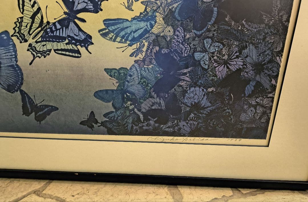 貴重！吉田千鶴子 大きい 版画 谷間の蝶