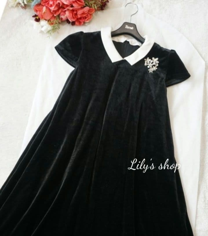 ルネ♡白襟ベロアワンピース