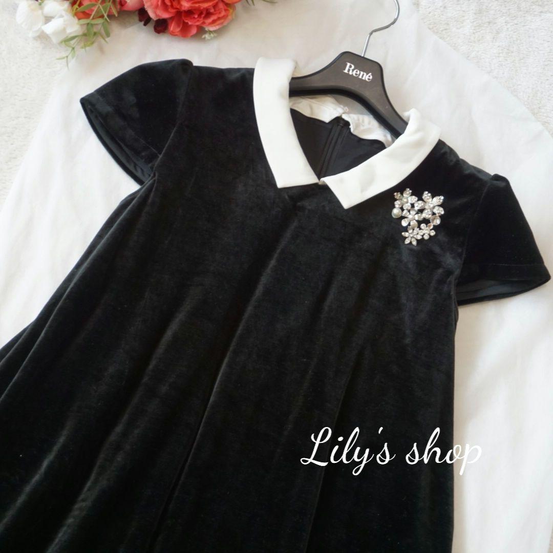 ルネ♡白襟ベロアワンピース