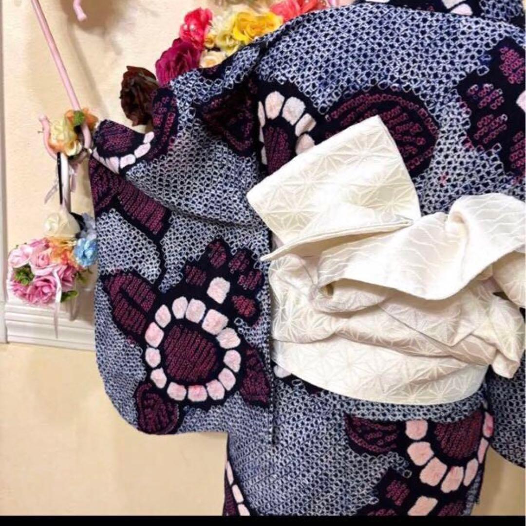 有松鳴海絞り伝統工芸❤️高級半幅帯 レース 帯締め帯留めアクセ付‼️5点セット‼️秀品