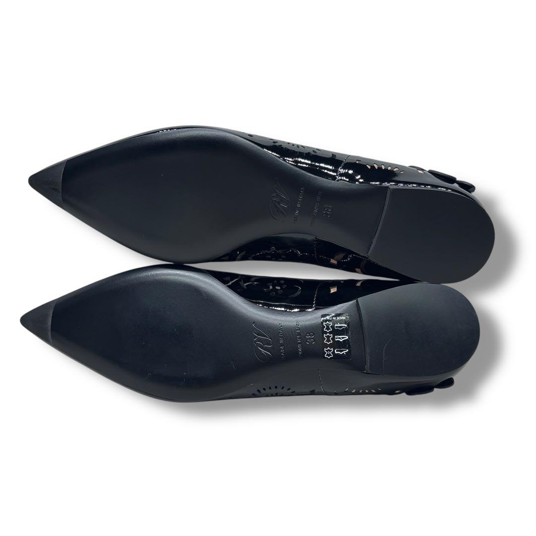 未使用■Roger Vivier【25.0】エナメル フラット パンプス 黒