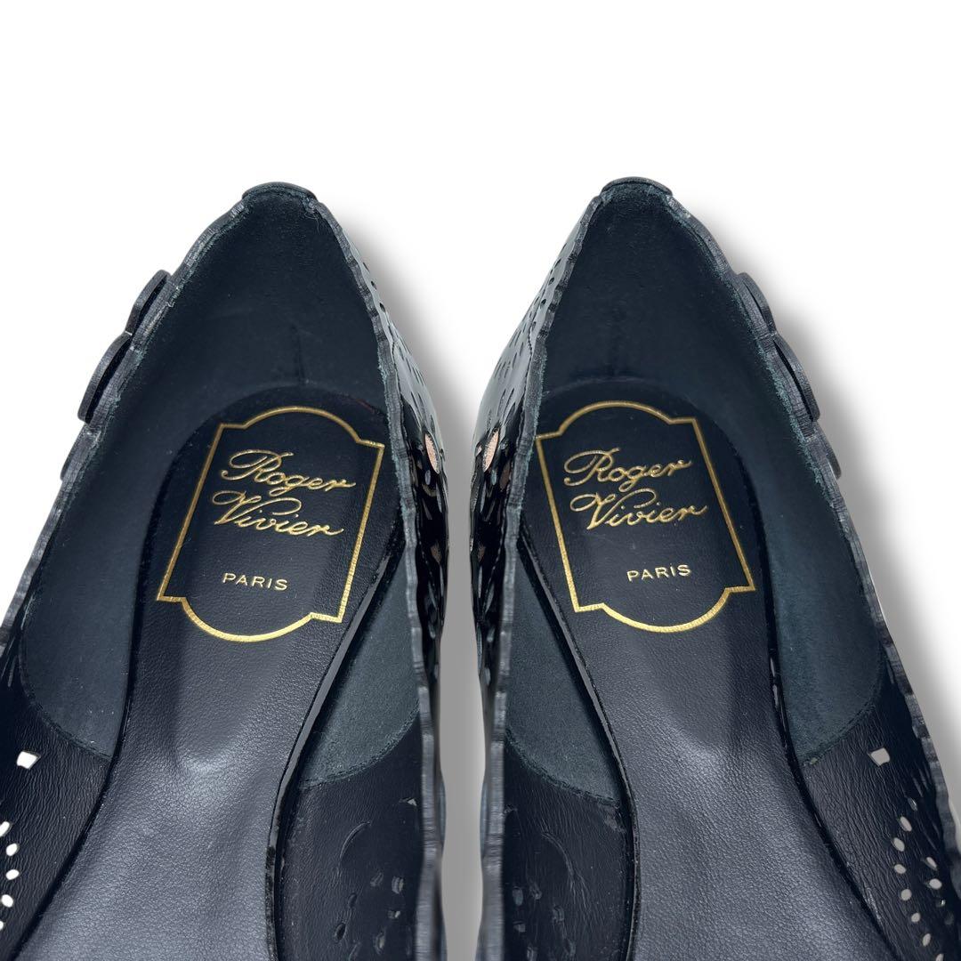 未使用■Roger Vivier【25.0】エナメル フラット パンプス 黒