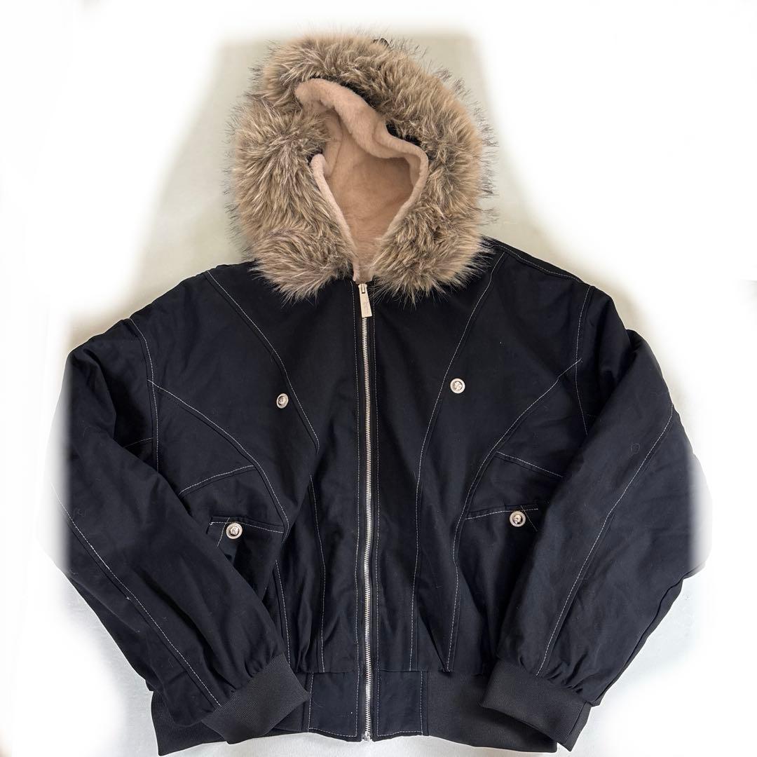 mushwear ボリュームファーフード付きショートブルゾン 短丈 y2k