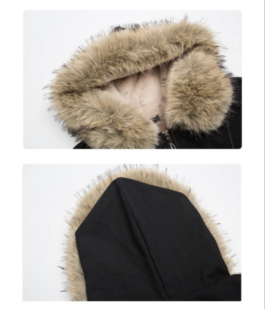 mushwear ボリュームファーフード付きショートブルゾン 短丈 y2k