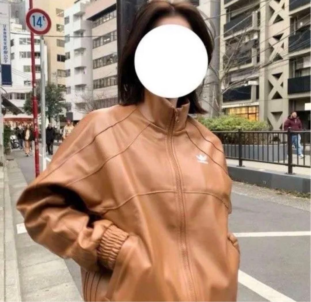 【美品】adidasオリジナル　フェイクレザージャケット　ブラウン　Lサイズ