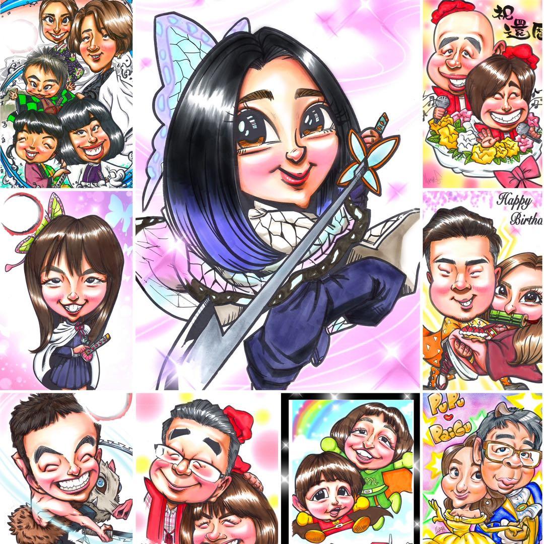 世界で1枚のオーダーメイド似顔絵★大人数ok★記念日★誕生日★結婚式★送別