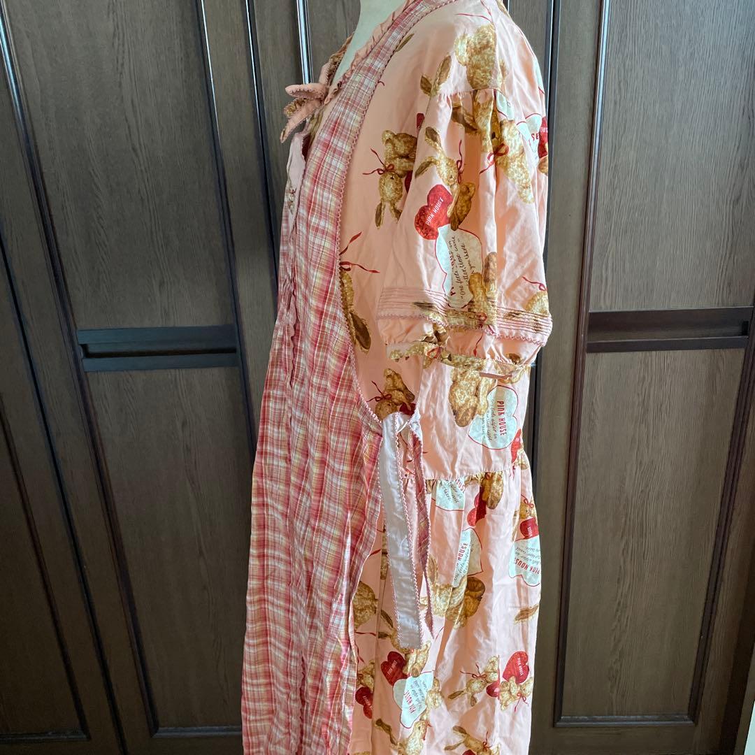 ピンクハウス　半袖 パフスリーブ ワンピース くまちゃん うさぎちゃん