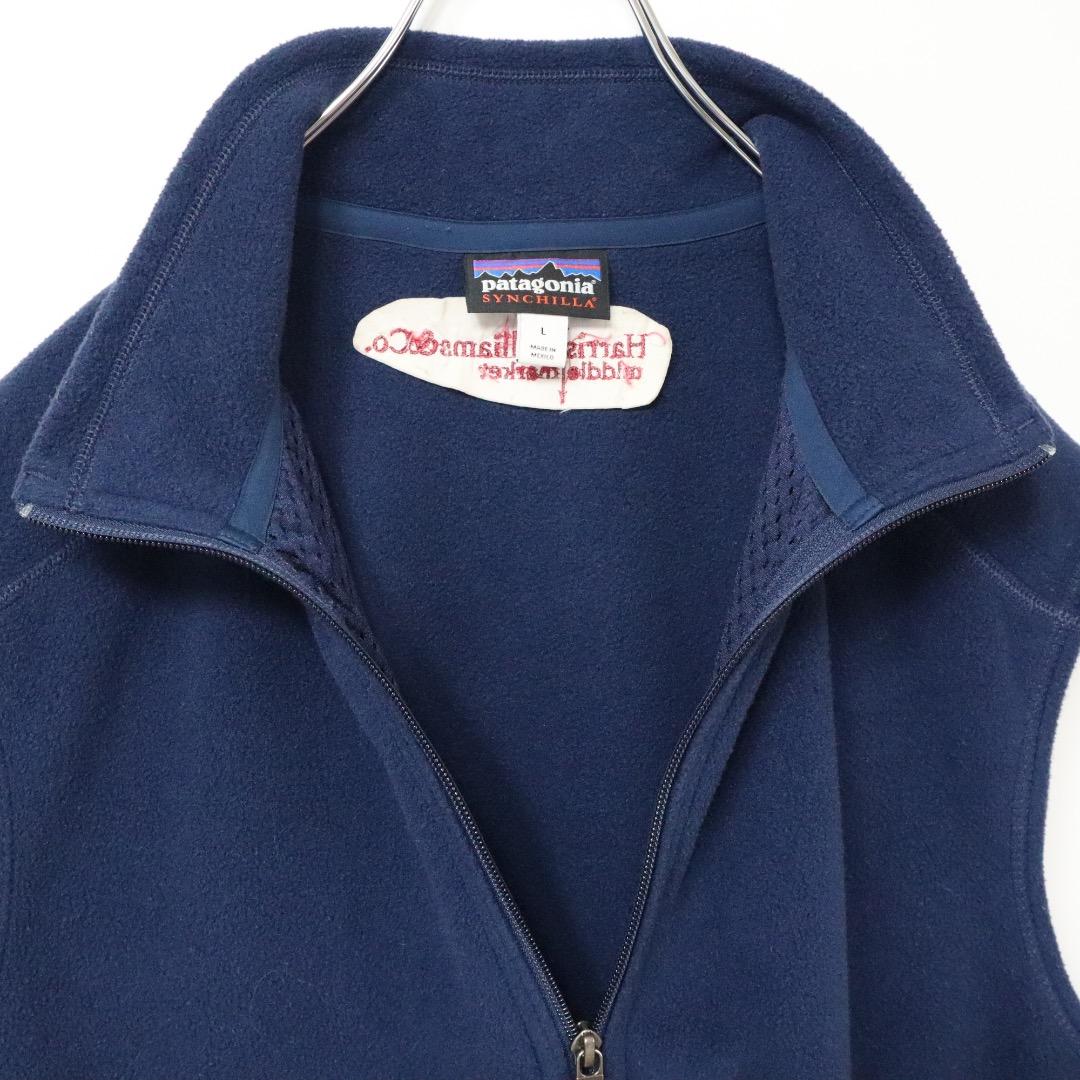 【企業ロゴ】パタゴニア シンチラフリースベスト 刺繍ロゴ 会社ロゴ ネイビー L