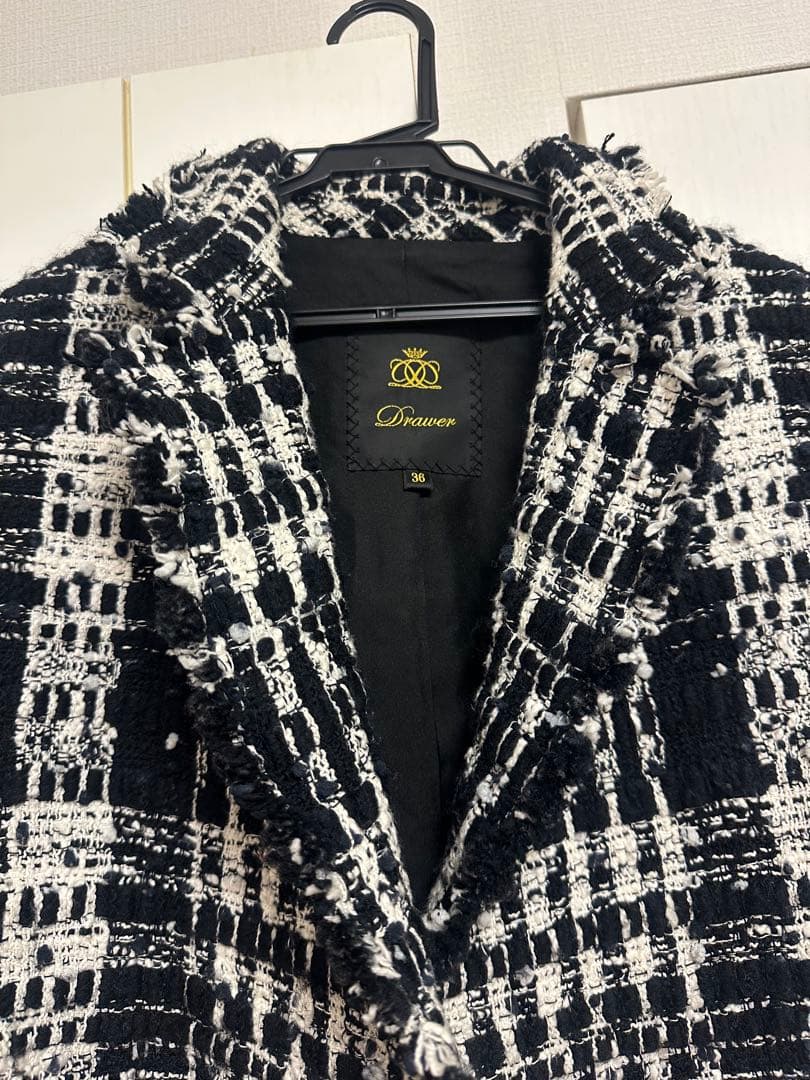drawer ツイード ブークレ ノースリーブ ジャケット ジレ　ベスト