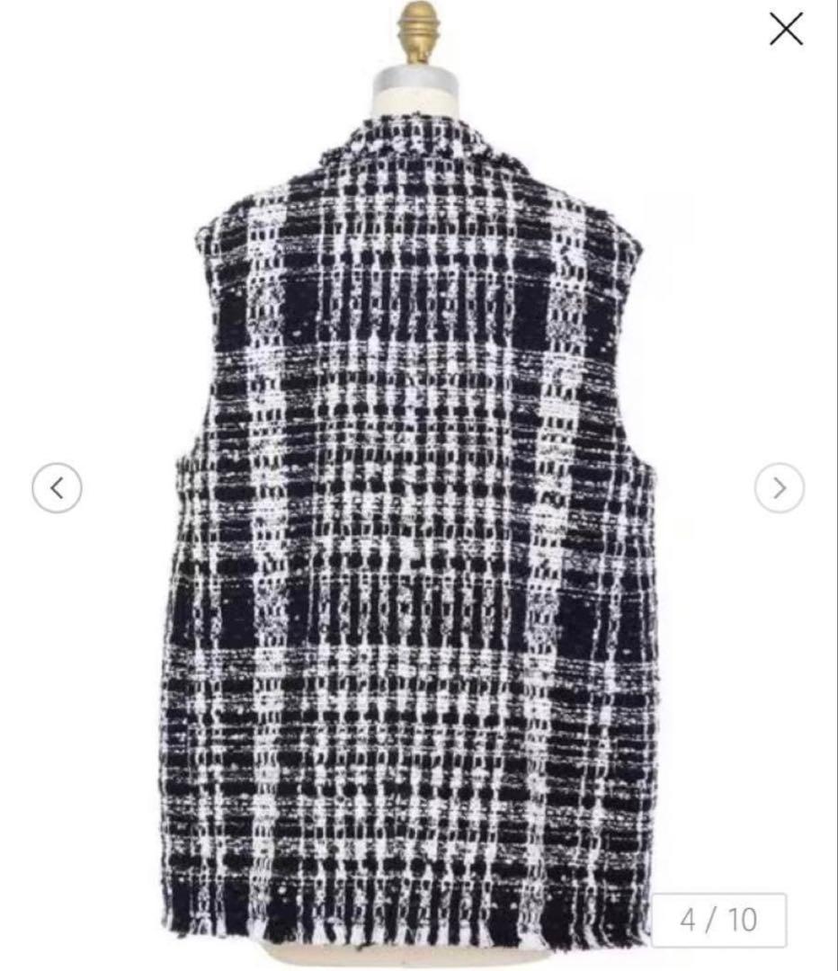 drawer ツイード ブークレ ノースリーブ ジャケット ジレ　ベスト