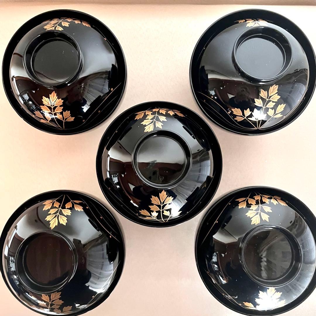 【最終値下げ】★新品未使用 超美品★ 輪島塗　芹金彩蒔絵黒塗椀　廣井作 蓋付き椀