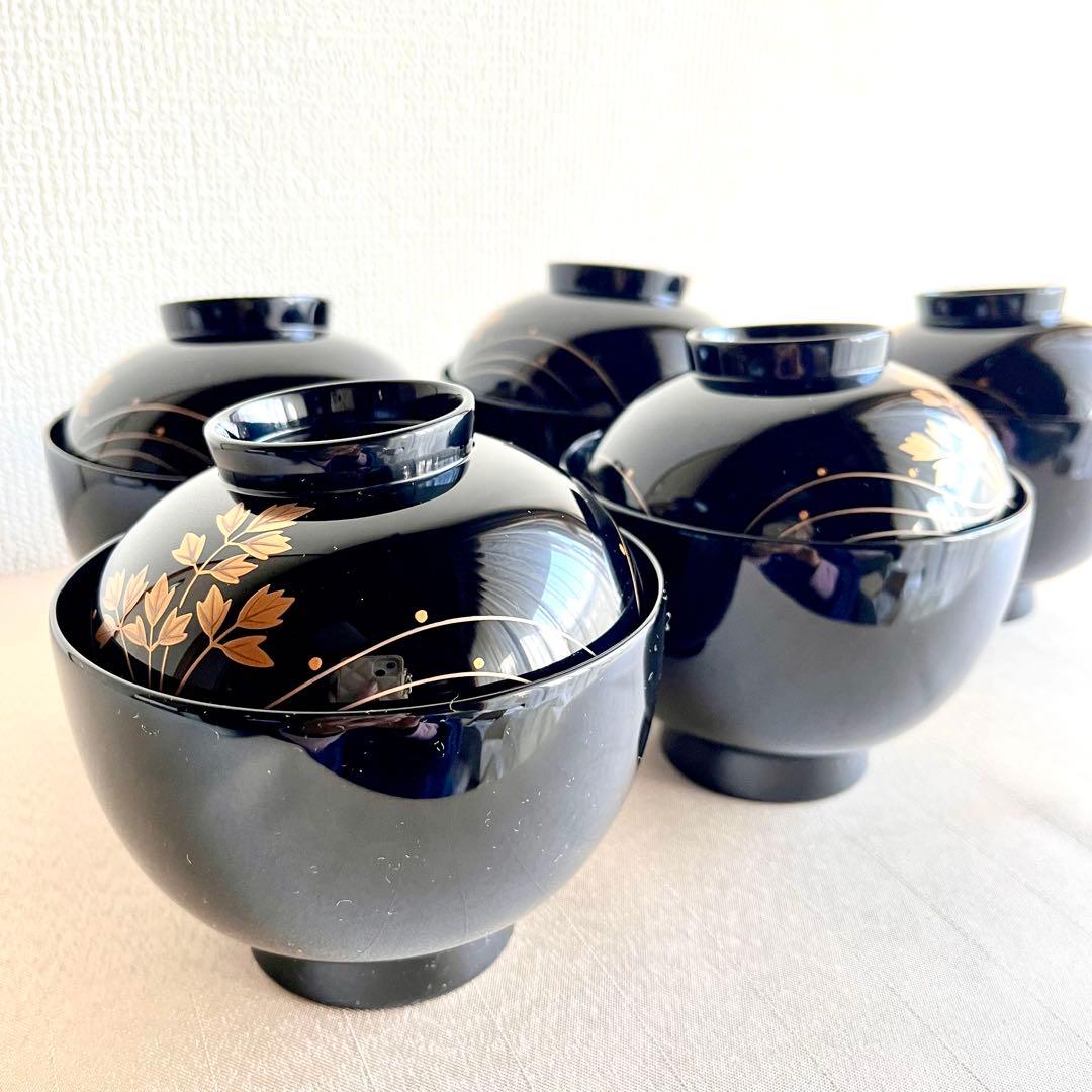 【最終値下げ】★新品未使用 超美品★ 輪島塗　芹金彩蒔絵黒塗椀　廣井作 蓋付き椀