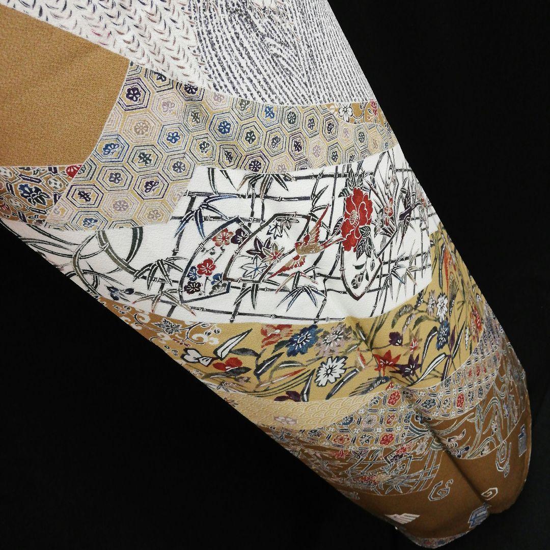 しゃれ訪問着(袷)　(地紙に花鳥 源氏香 花唐草 吉祥紋　ちりめん　ガード加工)