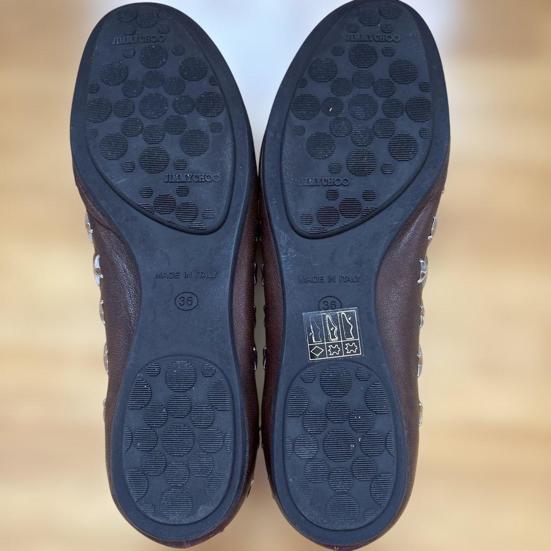 Jimmy Choo ブラウン フラットシューズ スタッズ付き　size36
