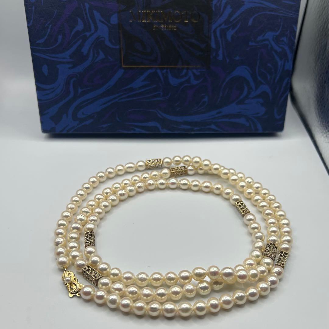 K14◎ミキモト パールロングネックレス 本真珠 約8.1～8.8ミリ箱付