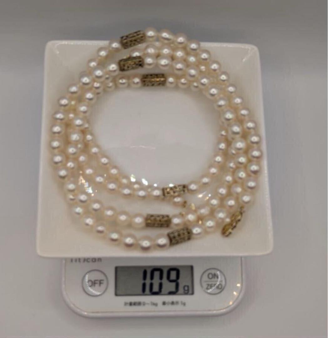 K14◎ミキモト パールロングネックレス 本真珠 約8.1～8.8ミリ箱付