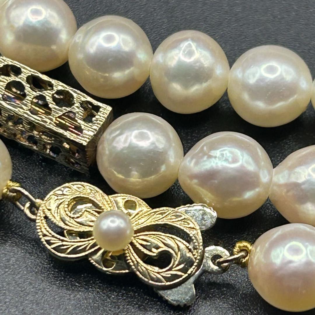 K14◎ミキモト パールロングネックレス 本真珠 約8.1～8.8ミリ箱付