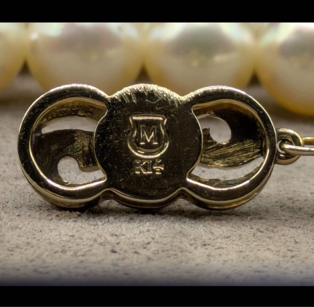 K14◎ミキモト パールロングネックレス 本真珠 約8.1～8.8ミリ箱付