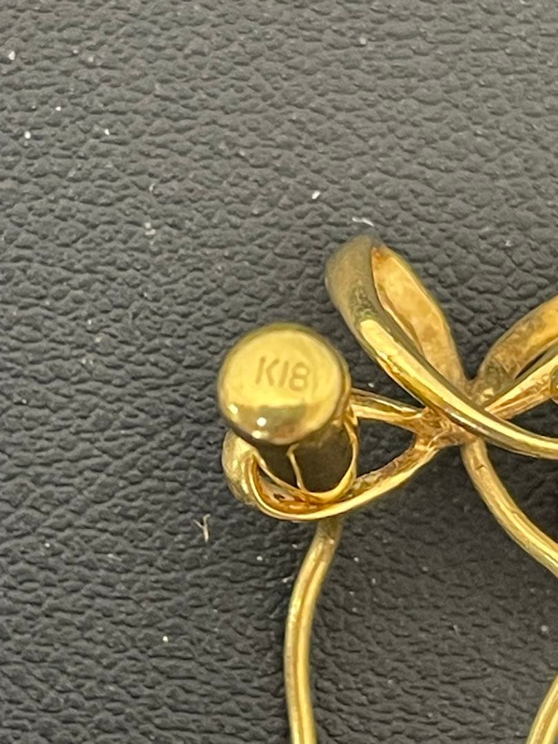 K18ゴールド パール フープピアス