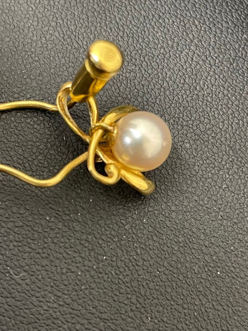 K18ゴールド パール フープピアス