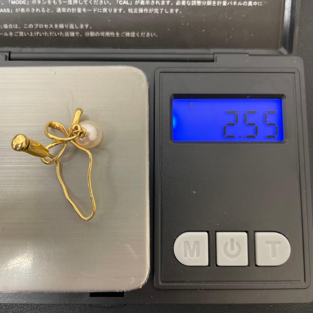 K18ゴールド パール フープピアス