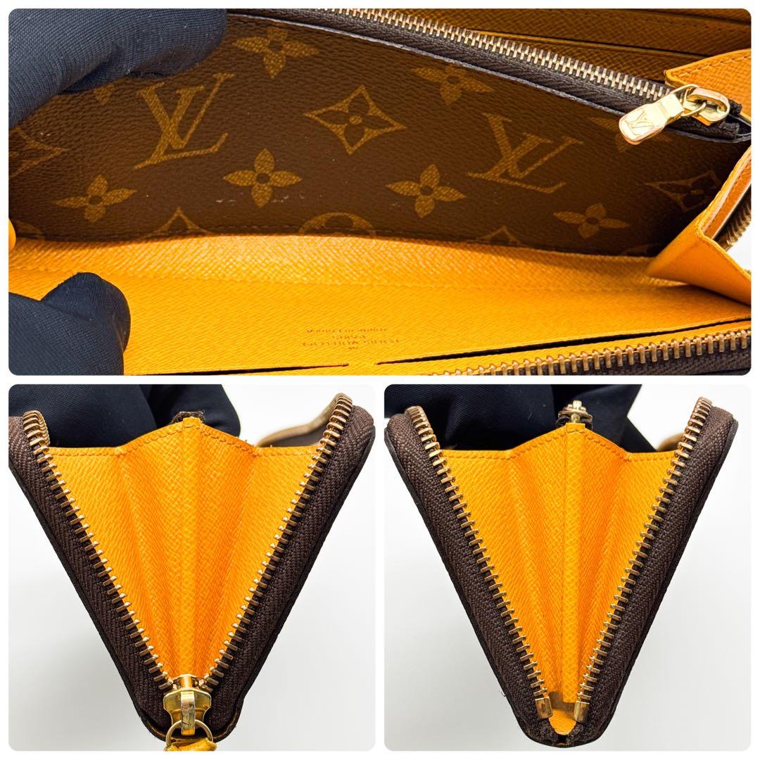ルイヴィトン モノグラム ジッピーウォレット ブラウン 財布 黄色 クレマンス