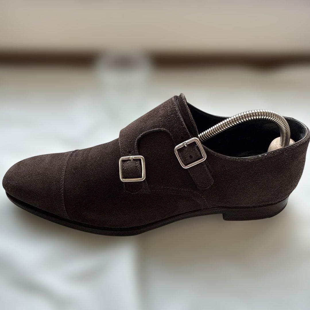 クリケットジョーンズ　ブラウン スエード ダブルモンクストラップシューズ