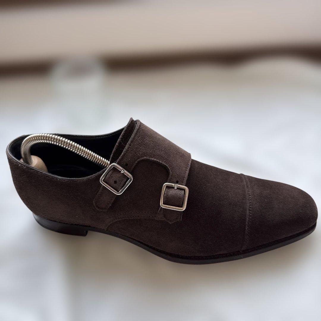 クリケットジョーンズ　ブラウン スエード ダブルモンクストラップシューズ
