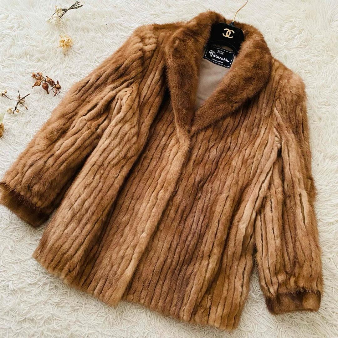 良品 フィアンセス パステルミンク リアルファー 毛皮コート 大きいサイズ 13