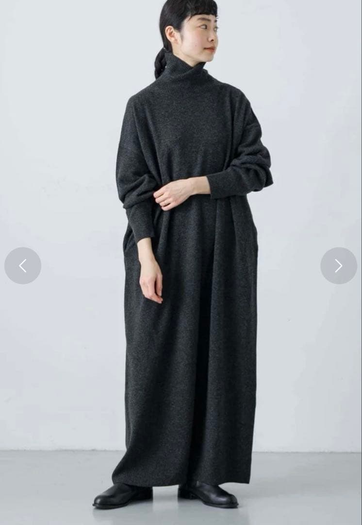 新品タグ付　かぐれ　ラムウールニットワンピース　チャコール　0size 完売