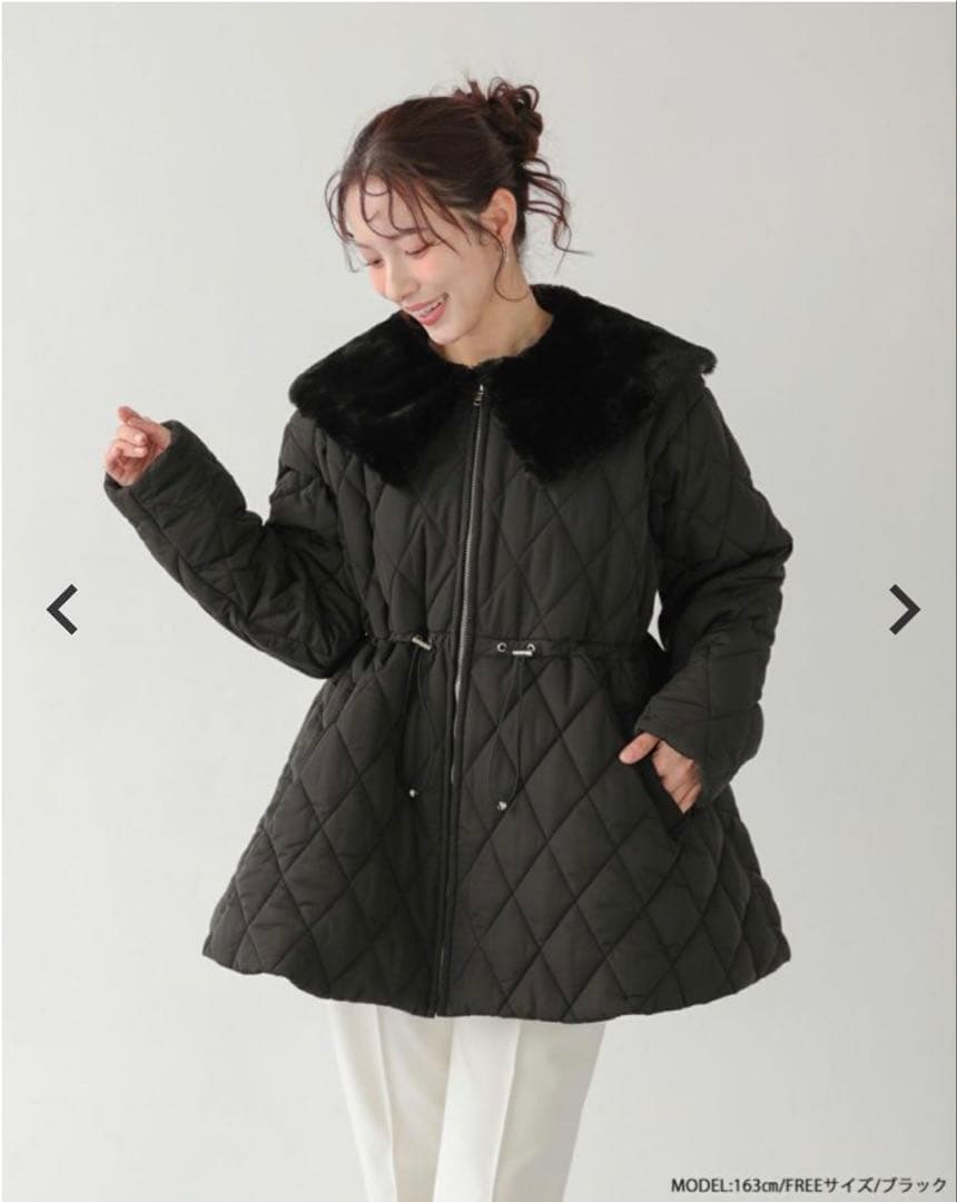 fitmore ファー襟キルティングコート
