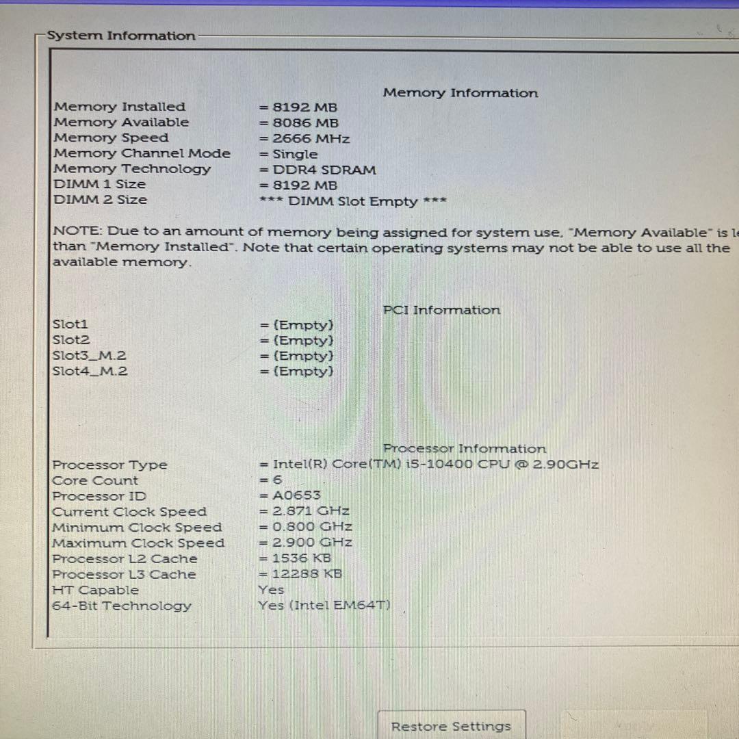 10世代！Core i5！DELL Vostro3681本体のみジャンク品！